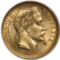 (image for) 20 Francs .1867 oz Gold Napoleon III Coin France 1852-1870