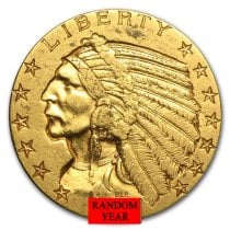 (image for) Random Year ( 1911 ) - $5 Gold Indian Head Eagle Coin - VG or Better