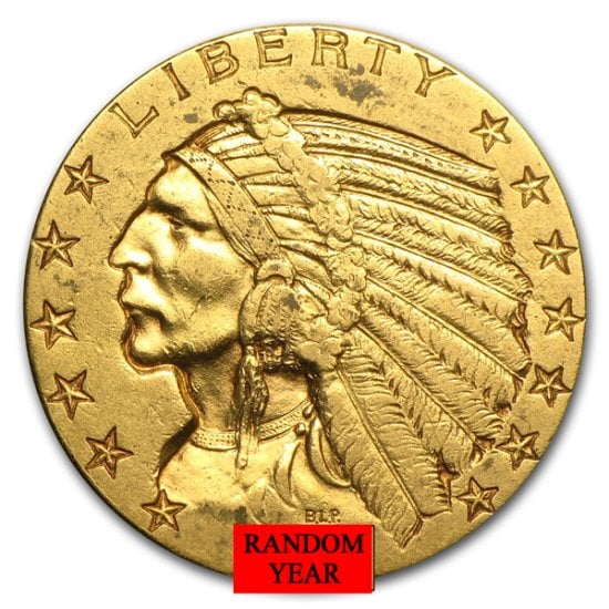(image for) Random Year ( 1911 ) - $5 Gold Indian Head Eagle Coin - VG or Better - Click Image to Close