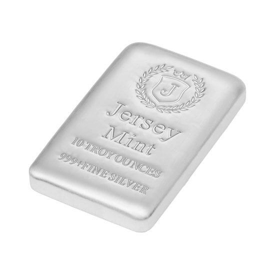 (image for) 10 oz Silver .999 Silver Bullion Cast Bar - Jersey Mint - Click Image to Close