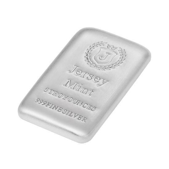 (image for) 5 oz Silver .999 Silver Bullion Cast Bar - Jersey Mint - Click Image to Close