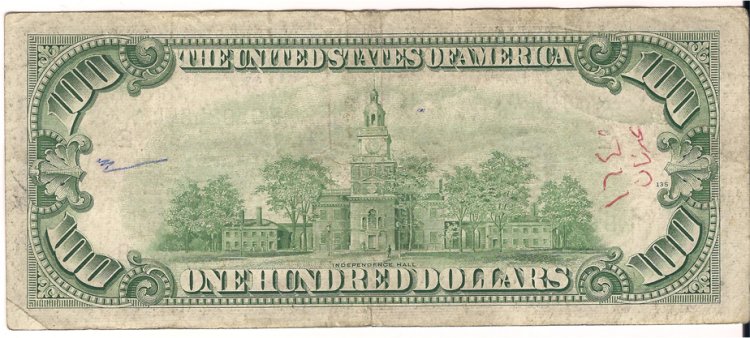(image for) 1950 A $100 One Hundred Dollars Federal Reserve Note Currency - Click Image to Close