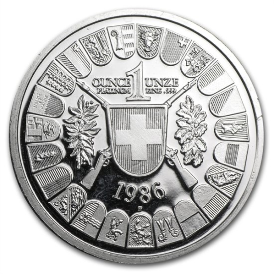 (image for) 1986 1 oz Swiss Platinum Shooting Thaler (Proof) - Click Image to Close