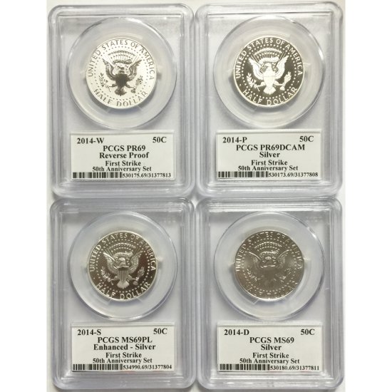 (image for) 2014 PCGS 69 Set 4 Kennedy Half Dollar 50th Anniversary FS - Click Image to Close