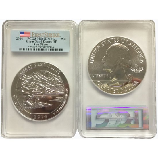 (image for) 2014 5 oz Silver PCGS MS69 DMPL FS Great Sand Dune National Park - Click Image to Close