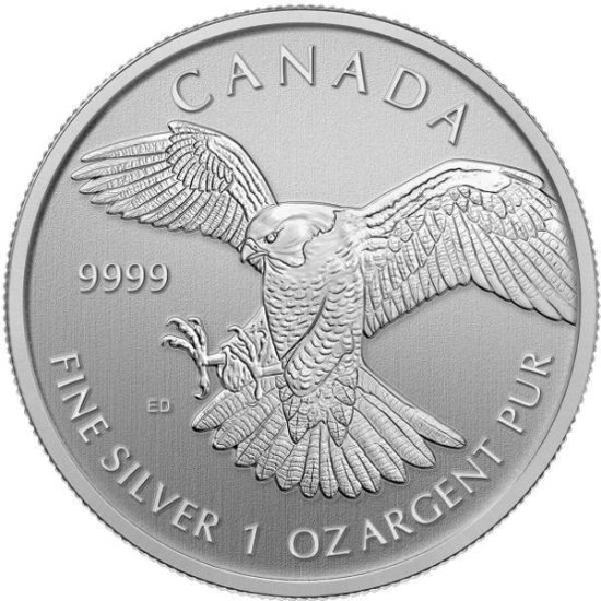(image for) 2014 1oz Canadian Silver Peregrine Falcon Coin Birds Of Prey - Click Image to Close