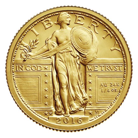 (image for) 2016-W 1/4 oz Standing Libert Centennial Gold Coin - Click Image to Close
