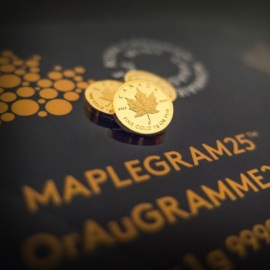 (image for) 2023 25x 1 Gram Gold Maple Leafs - Maplegram25™ In Assay Sleeve - Click Image to Close