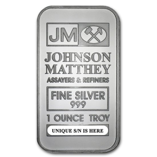 (image for) Johnson Matthey 1 oz .999 Fine Silver Bullion Bar - Sealed - Click Image to Close
