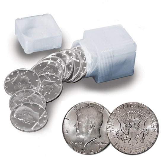 Roll of 20 90% Silver 1964 Kennedy Half Dollars $10 Face Value 