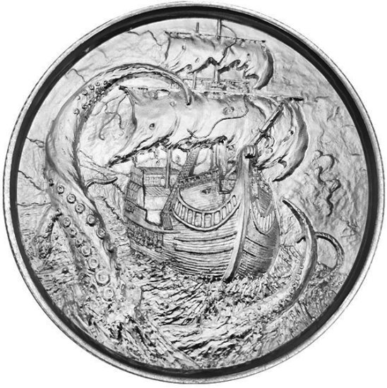 (image for) 2 oz Silver The Kraken Ultra High Relief Silver Round - Click Image to Close