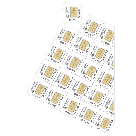 (image for) 25 X 1 Gram Divisible PAMP Suisse MULTIGRAM Gold Bar - Click Image to Close