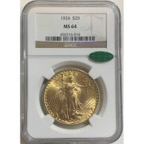 (image for) 1924 NGC MS-64 CAC $20 Gold Double Eagle Saint Gaudens Coin