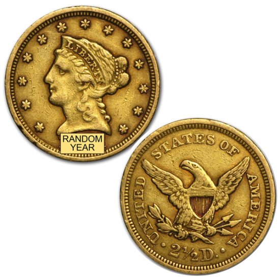 (image for) $2.50 Liberty Gold Quarter Eagle - Random Year 1907 - AU/BU - Click Image to Close
