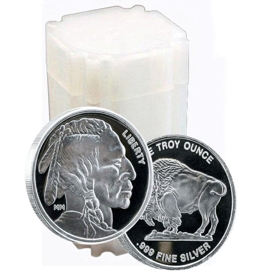 (image for) Roll of 20 - 1 oz .999 Fine Silver Buffalo Round - Mason Mint (MM) - Click Image to Close