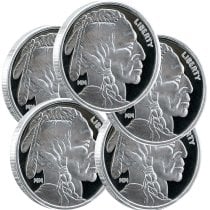 (image for) Lot of 5 - 1 oz .999 Fine Silver Buffalo Round - Mason Mint (MM)
