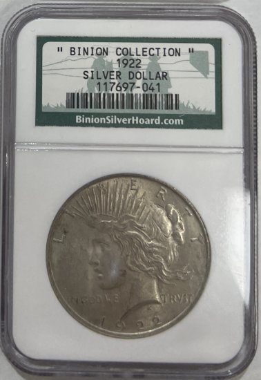 (image for) 1922 Peace Silver Dollar NGC Slabbed Binion Collection - Click Image to Close