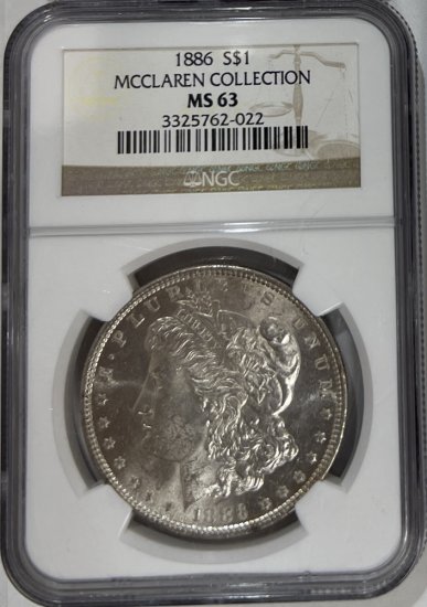 (image for) 1886 Silver Morgan Dollar NGC MS-63 - MCCLAREN COLLECTION - Click Image to Close
