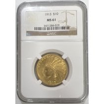 (image for) 1913 $10 Gold Indian Head Eagle Coin NGC MS61