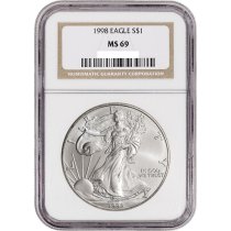 (image for) 1998 American Eagle .999 Fine $1 Silver Coin NGC MS69