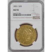 (image for) 1853 $20 NGC AU55 Gold Double Eagle Liberty Coin
