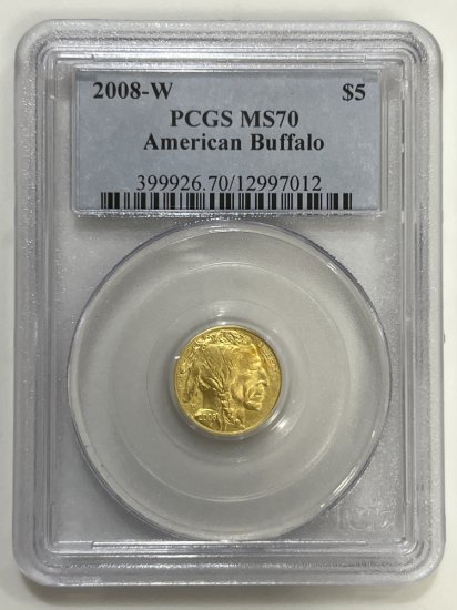 2008-W American 1/10 oz Gold Buffalo Coin PCGS MS70 [PCGS12997012