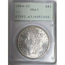 (image for) 1884-CC $1 Silver Morgan Dollar PCGS MS-63 - Rattler Holder