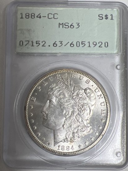 (image for) 1884-CC $1 Silver Morgan Dollar PCGS MS-63 - Rattler Holder - Click Image to Close