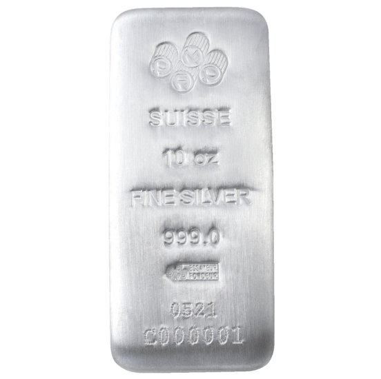 (image for) 10 oz PAMP Suisse Silver Cast Bar .999 Fine Silver -Assay Card - Click Image to Close