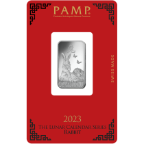 (image for) 2023 PAMP Suisse 10 gram Year of the Rabbit Silver Bar - In Assay Card