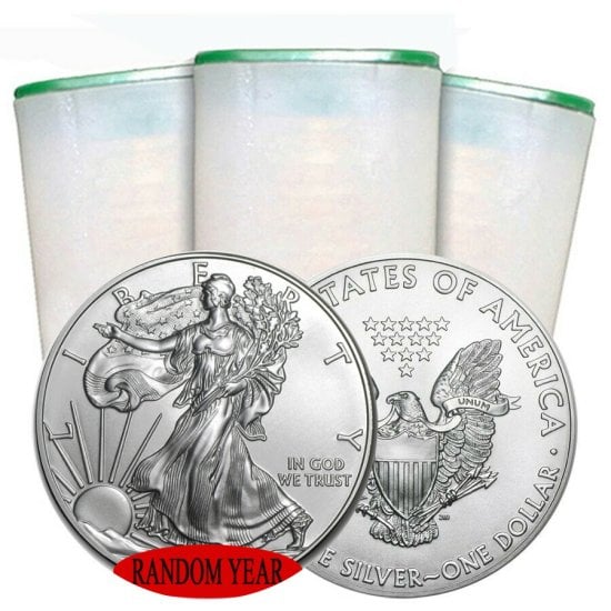 (image for) RANDOM YEAR - Roll of 20 1 oz American Silver Eagle Coin BU - Click Image to Close