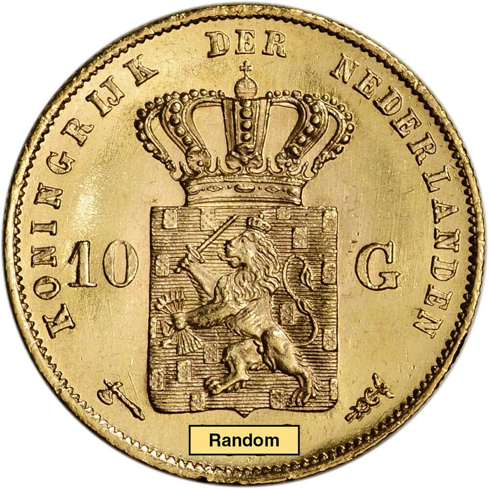 (image for) Random Year - Netherlands Gold 10 Gulden 0.1947 oz - Willem III - Click Image to Close