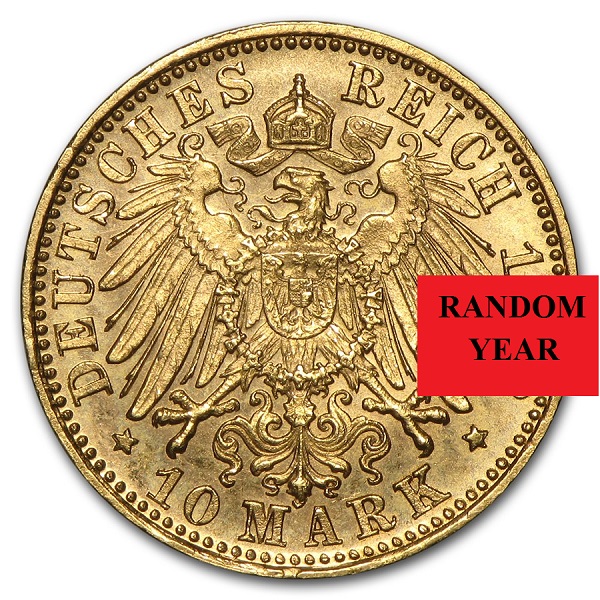 (image for) 1890-1912 Germany Gold 10 Mark Bavaria Otto Avg Circ - Click Image to Close
