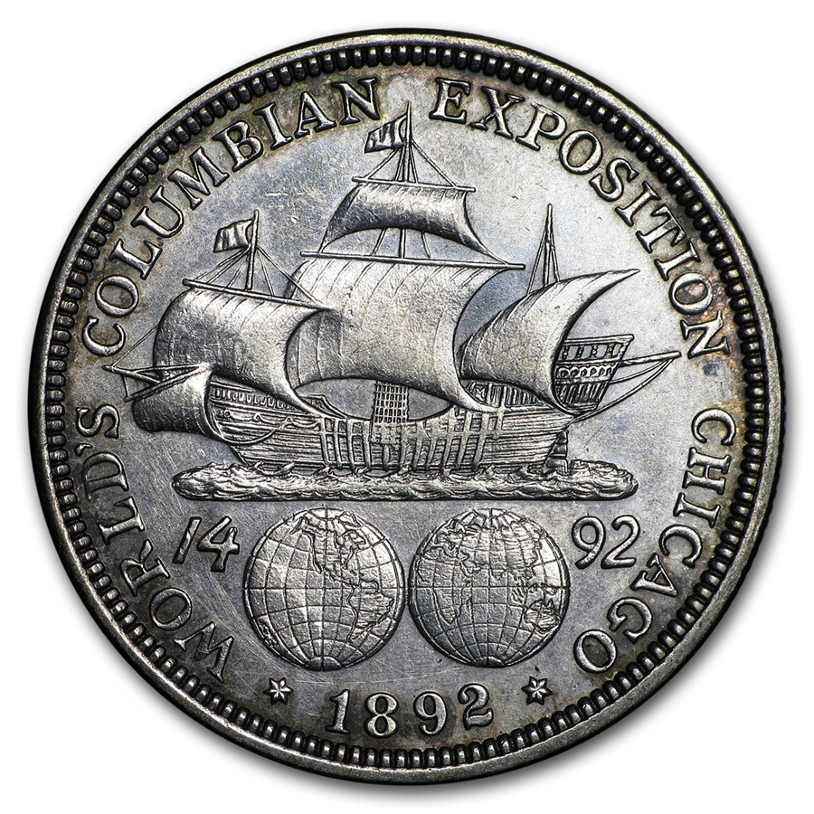 (image for) 1892 Columbian Expo Silver Half Dollar Avg Circulated - Click Image to Close