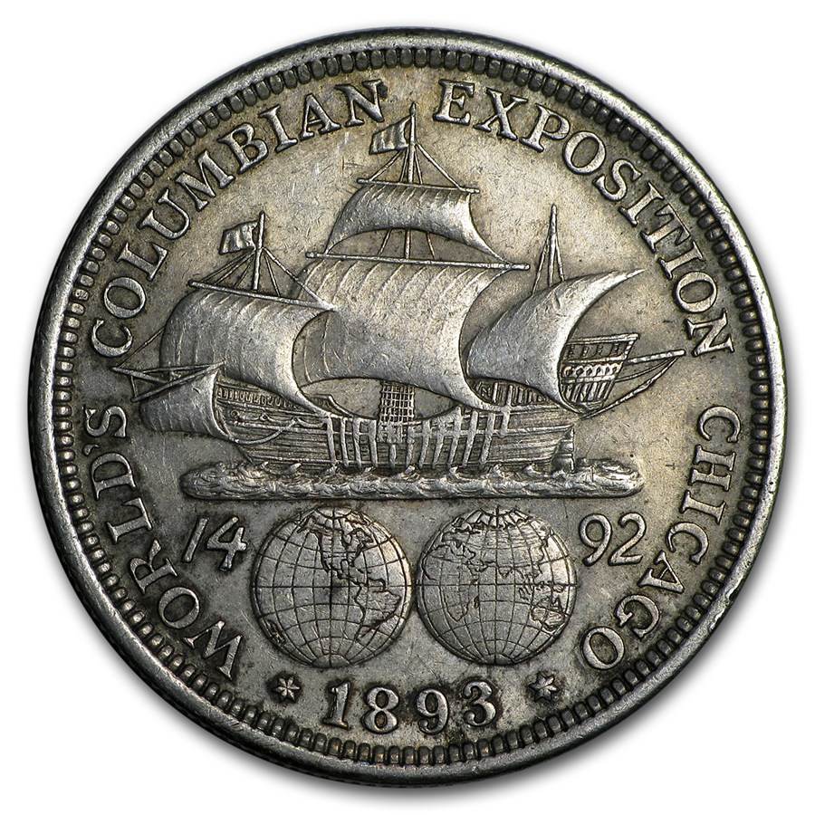 (image for) 1893 Columbian Expo Silver Half Dollar Avg Circ - Click Image to Close