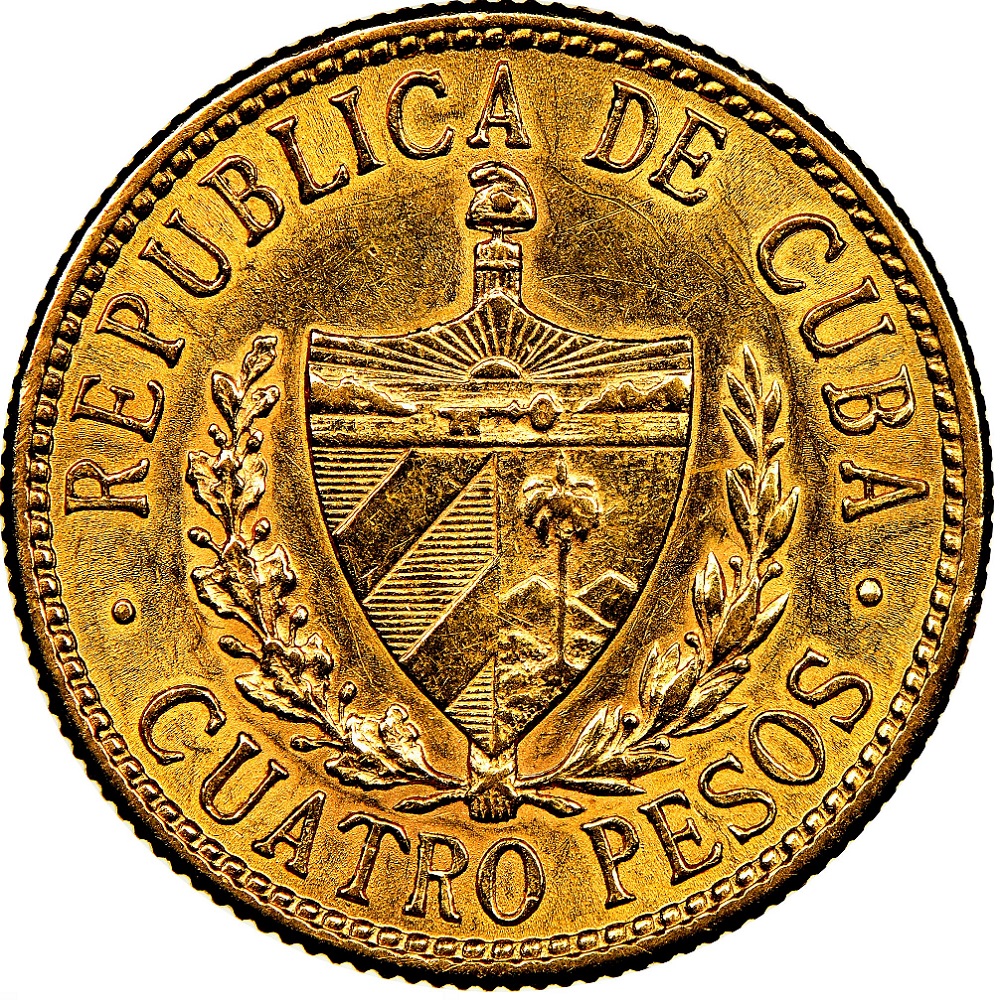 1916 4 Pesos Cuba Jose Marti Gold Coin [4PESO-DECUBA-1916] - $545.21 ...