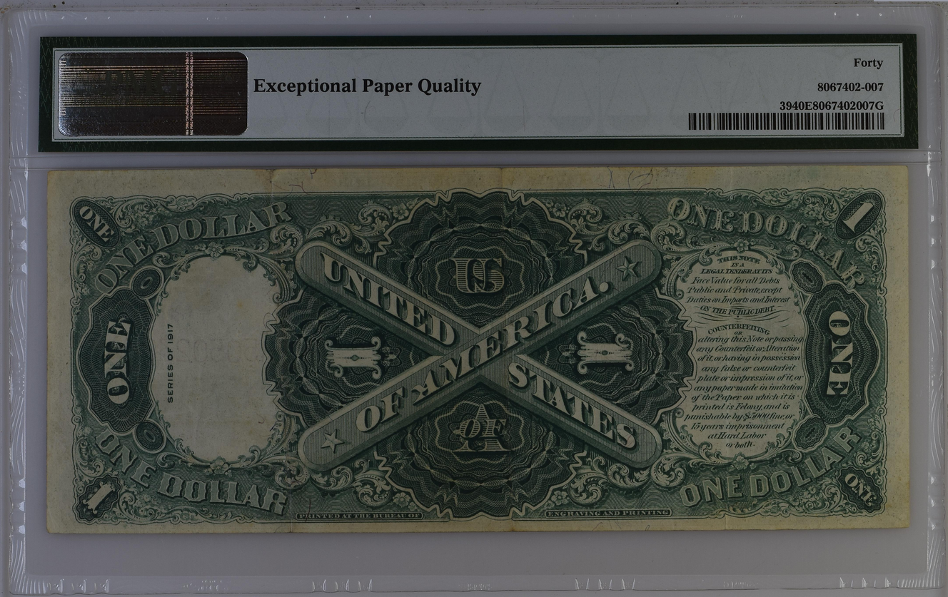 (image for) 1917 $1 Dollar Legal Tender Fr-39 PMG 40 EPQ Extremely Fine - Click Image to Close
