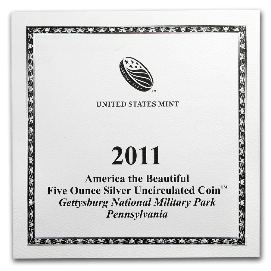 (image for) 2011-P 5 oz Silver ATB Gettysburg With Box & COA - Click Image to Close