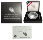 2014 P $1 Baseball Hall Of Fame Silver BU Coin With Box COA