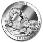 2014 5 oz Silver ATB Arches National Park Coin UT