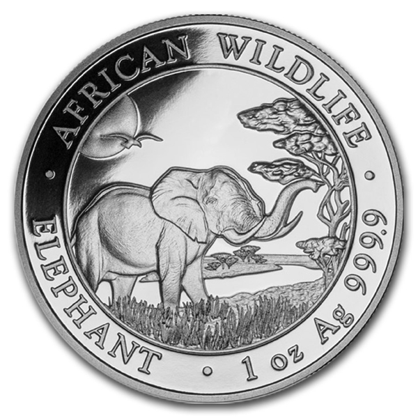 2019 1 oz Silver Somalian African Elephant Coin BU