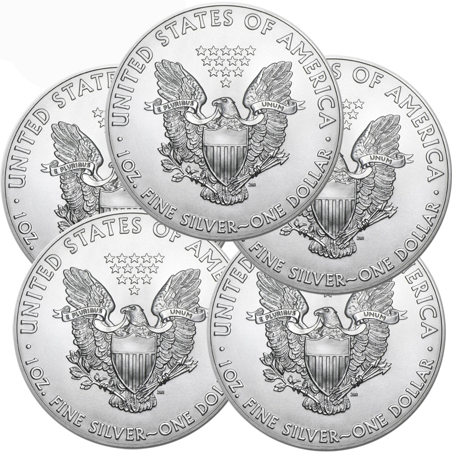 (image for) Lot of 5 - 2024 1 oz .999 Fine Silver American Eagle Coins BU - Click Image to Close