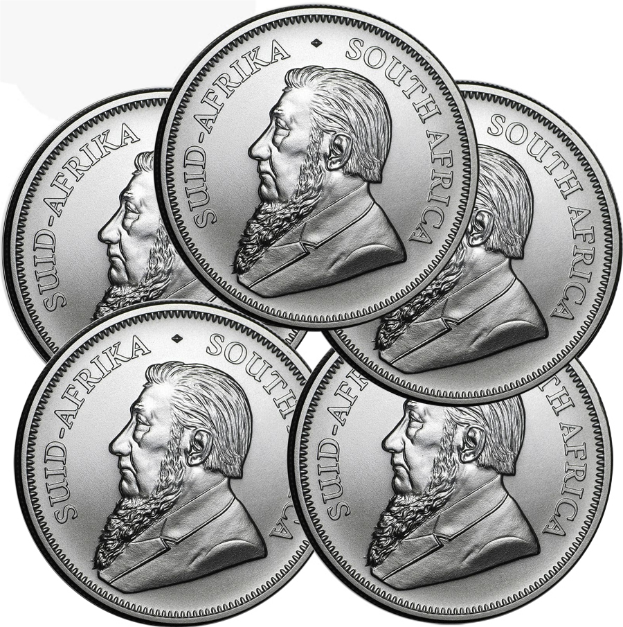 (image for) Lot of 5 - 2024 South Africa 1 oz Silver Krugerrand BU - Click Image to Close