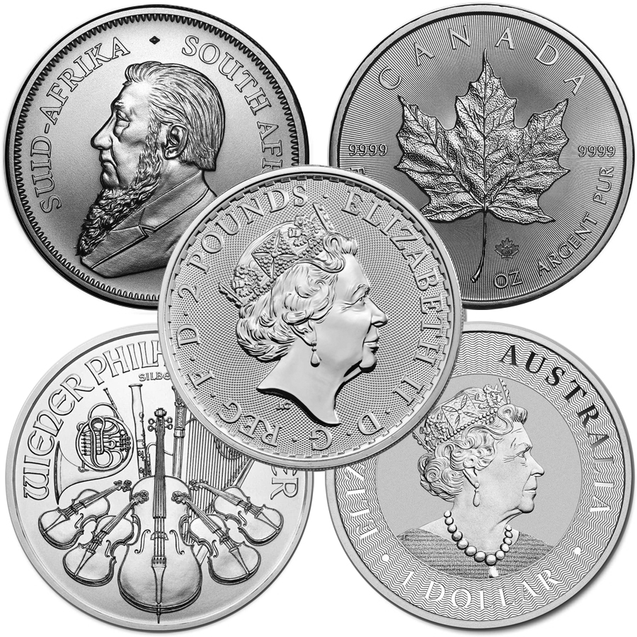(image for) Lot of 5 - 2024 1 oz Silver Coins from Around The World BU - Click Image to Close