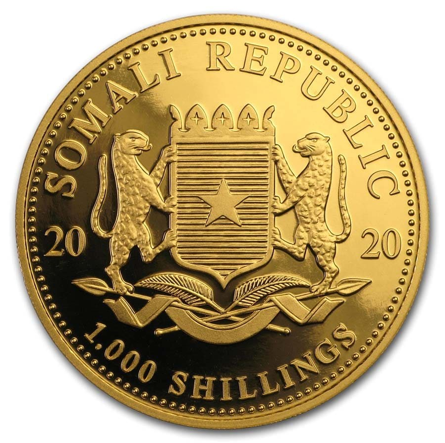 (image for) 2020 Somalia 1 oz Gold Elephant Coin BU - Click Image to Close