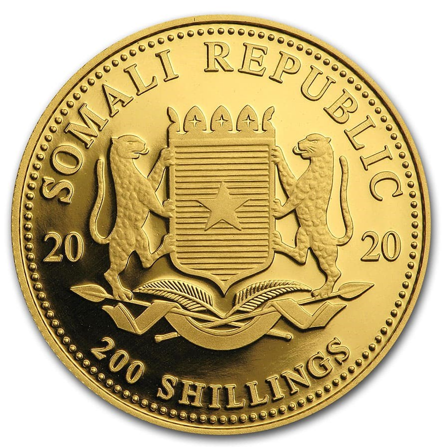 (image for) 2020 Somalia 1/4 oz Gold Elephant Coin BU - Click Image to Close