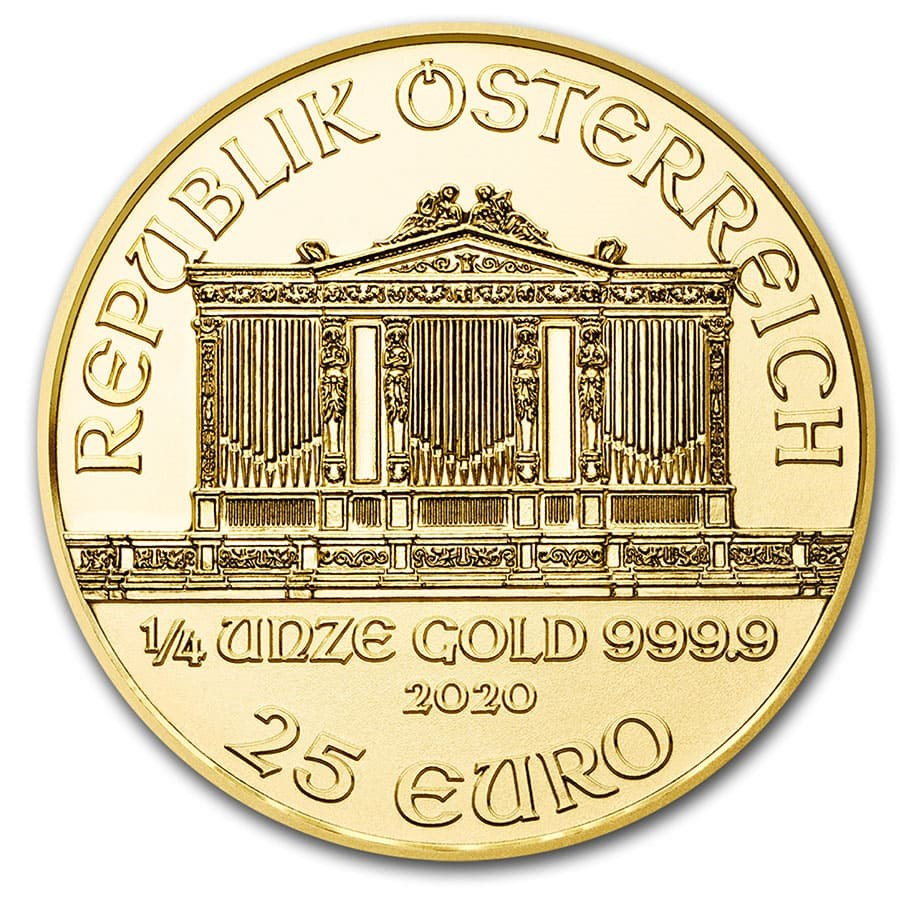 (image for) Random Year ( 2022 ) - 1/4 oz Austrian Philharmonic .9999 Fine Gold Coin BU - Click Image to Close