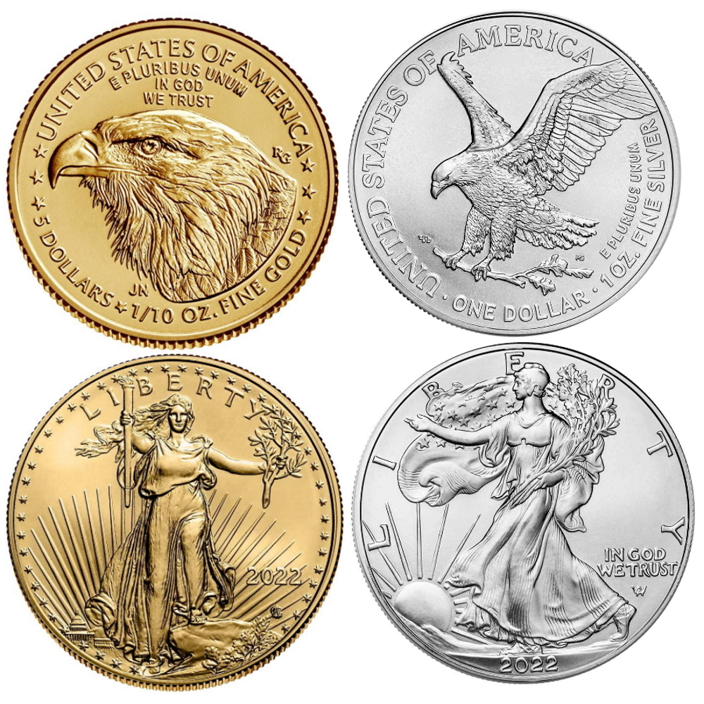 2022 American 1 oz Silver Eagle & 1/10th oz Gold Eagle BU