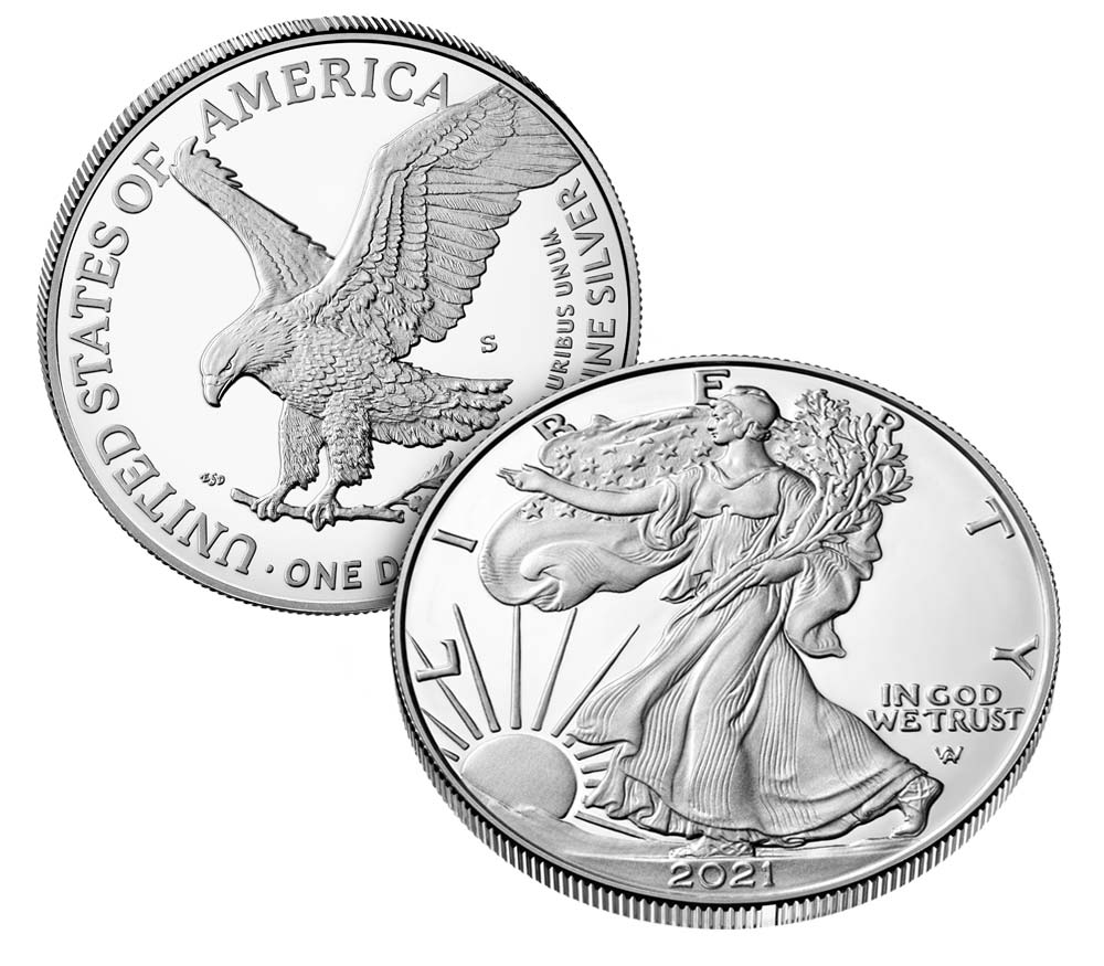 (image for) 2021-S 1 oz Proof Silver American Eagle With Box & COA - Type 2 - Click Image to Close