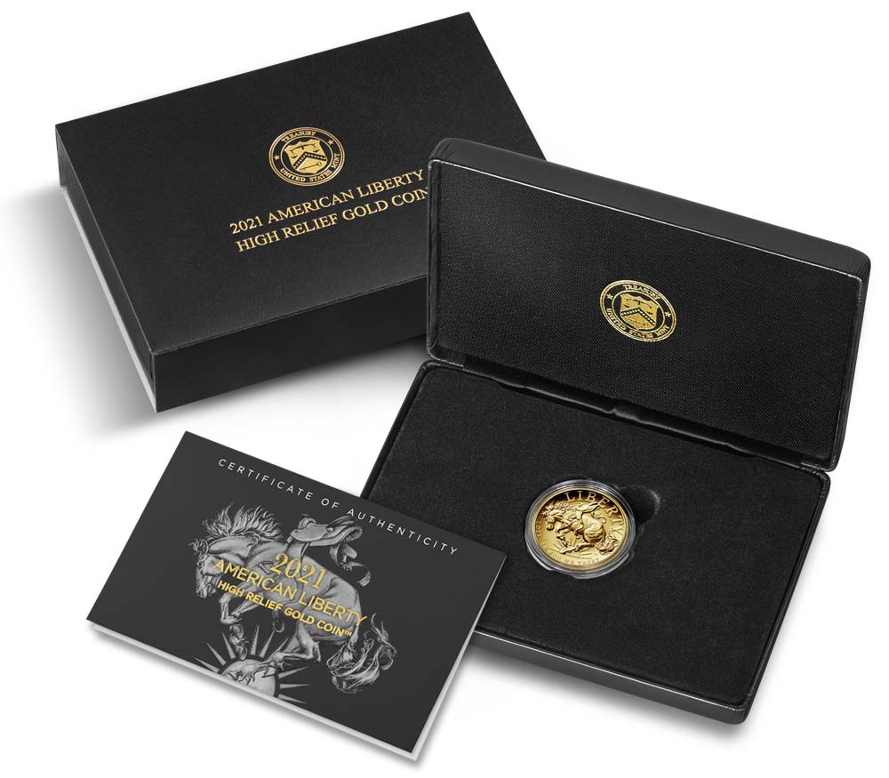 (image for) 2021-W High Relief Liberty Eagle Gold Coin $100 Box & COA - Click Image to Close